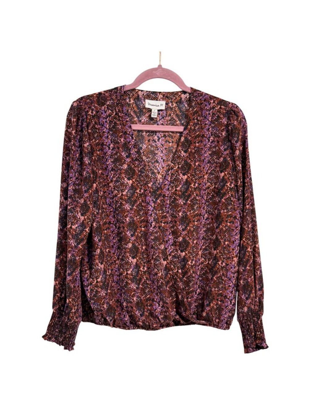 Veronica M V-Neck Faux Wrap Printed Blouse Size S